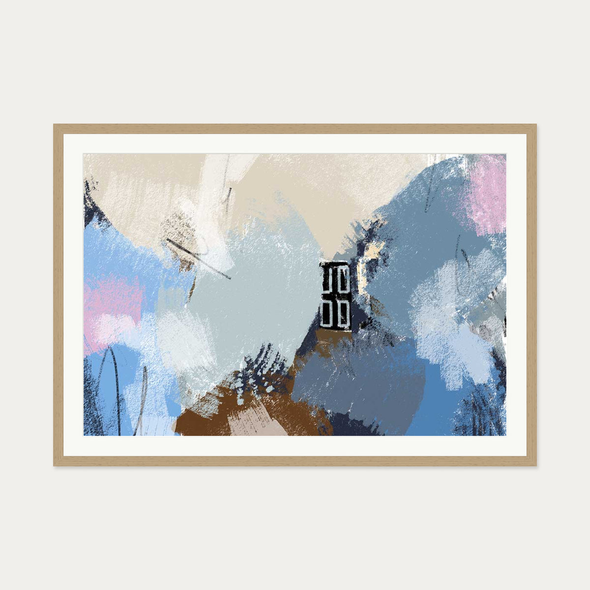 Muted Blush Layers Art Print — 70 x 100 cm — Oak Frame