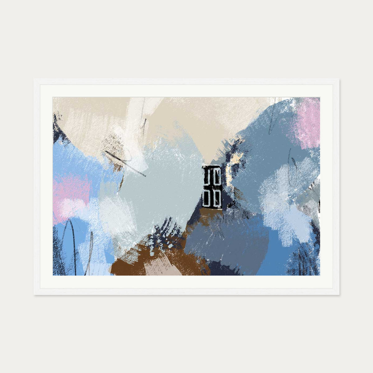 Muted Blush Layers Art Print — 70 x 100 cm — White Frame