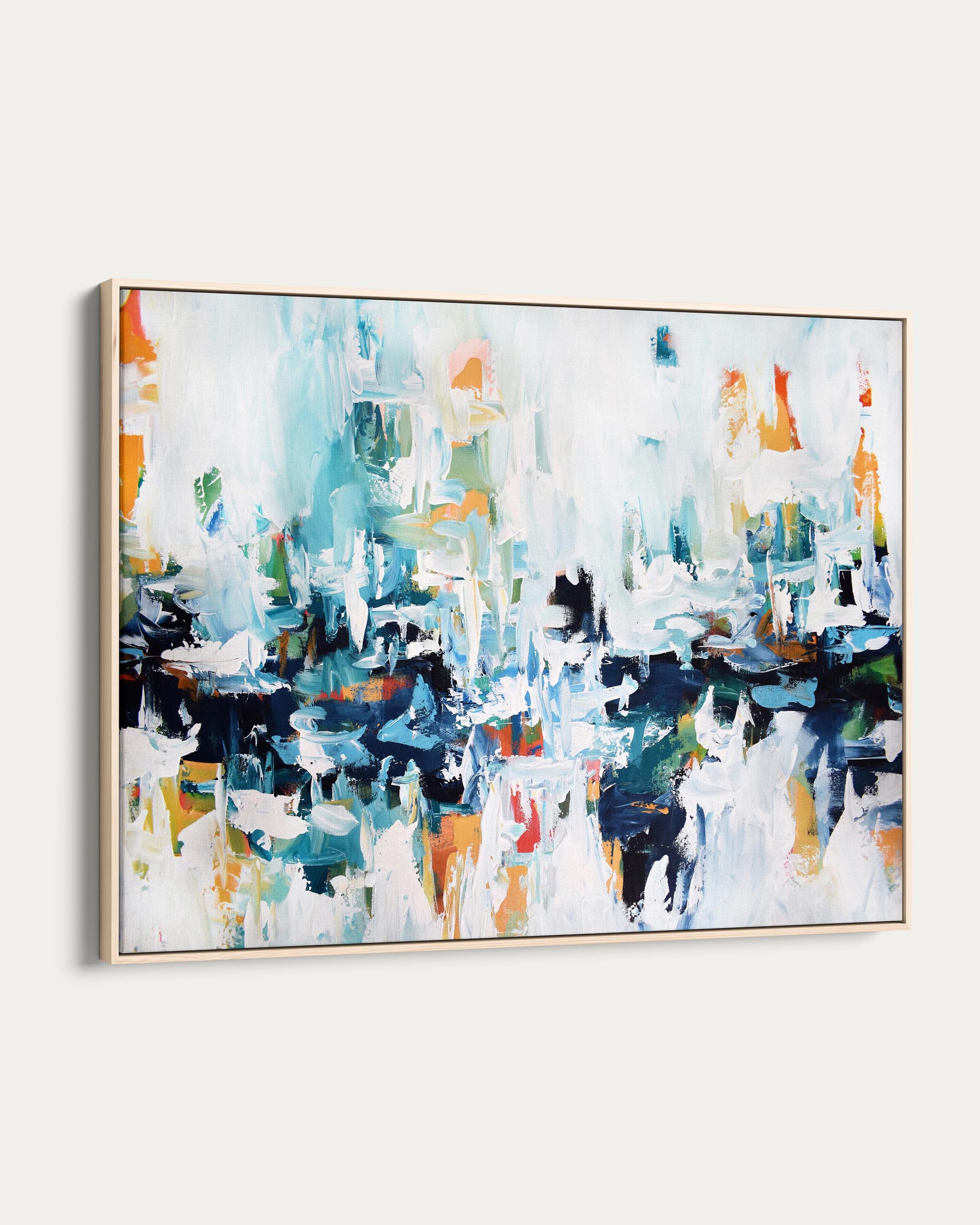 Abstract painting with multicolors on a white background