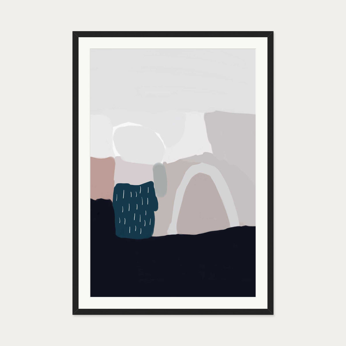 Natural Tones Abstract Art Print — 70 x 100 cm — Black Frame