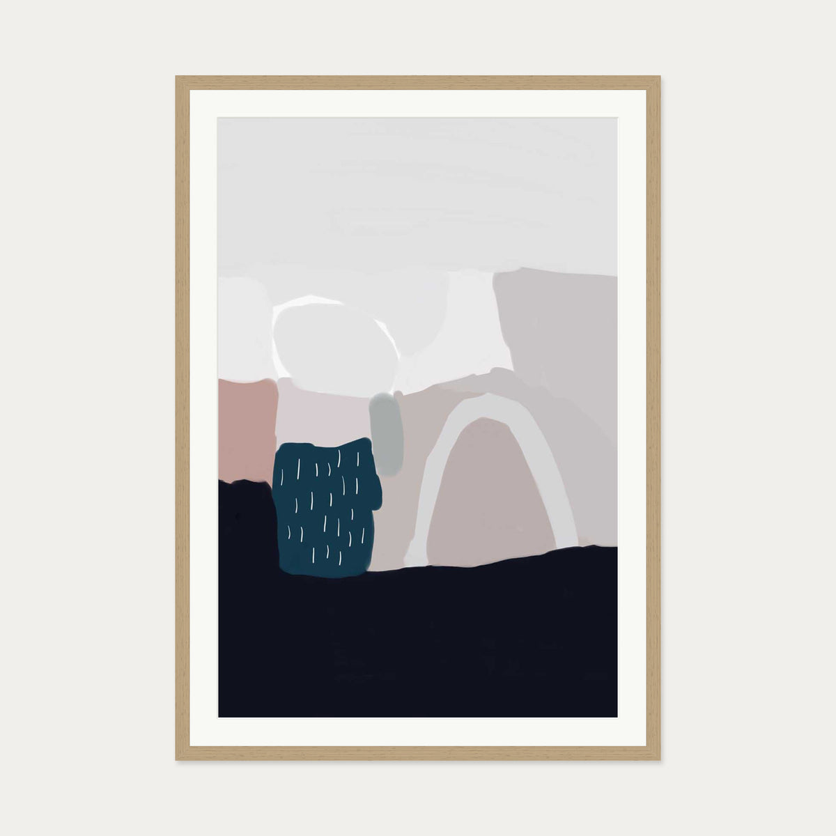 Natural Tones Abstract Art Print — 70 x 100 cm — Oak Frame