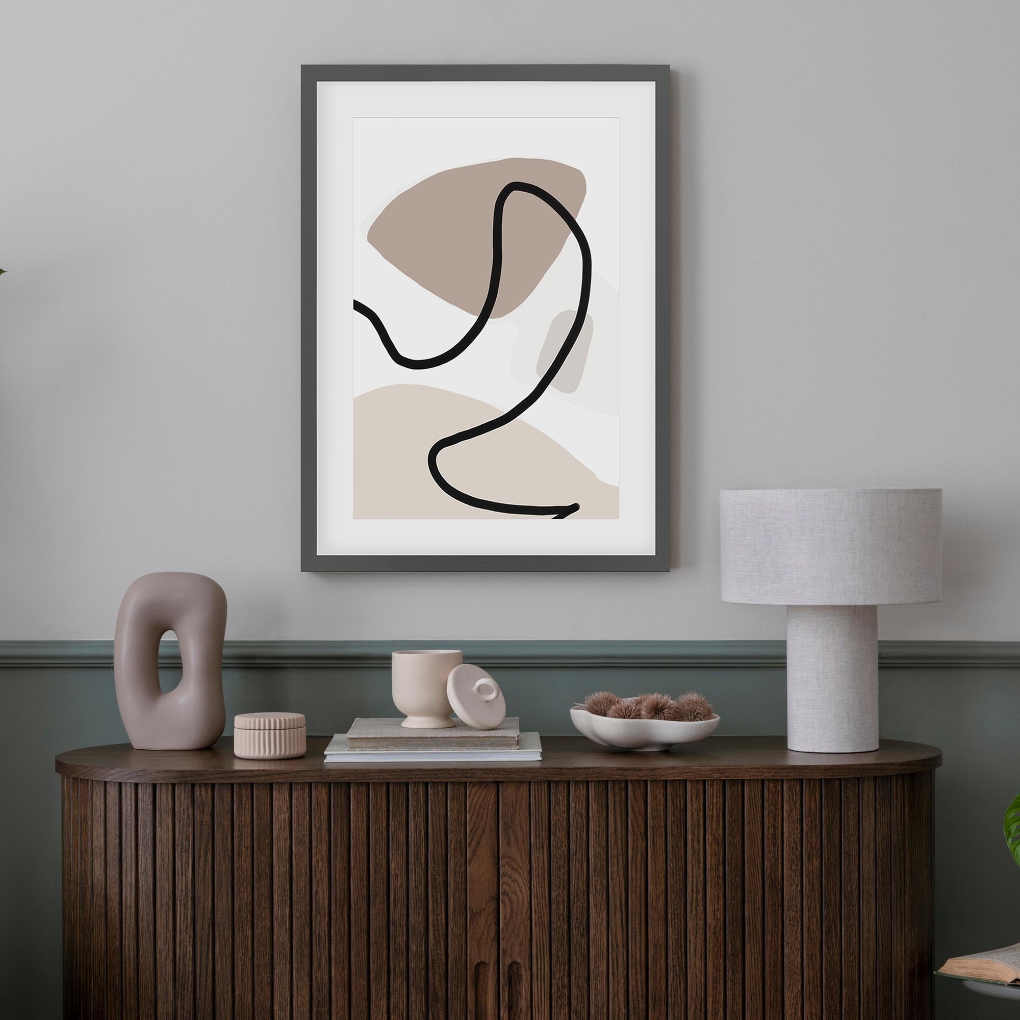 Neutral Abstract Lines Framed Art