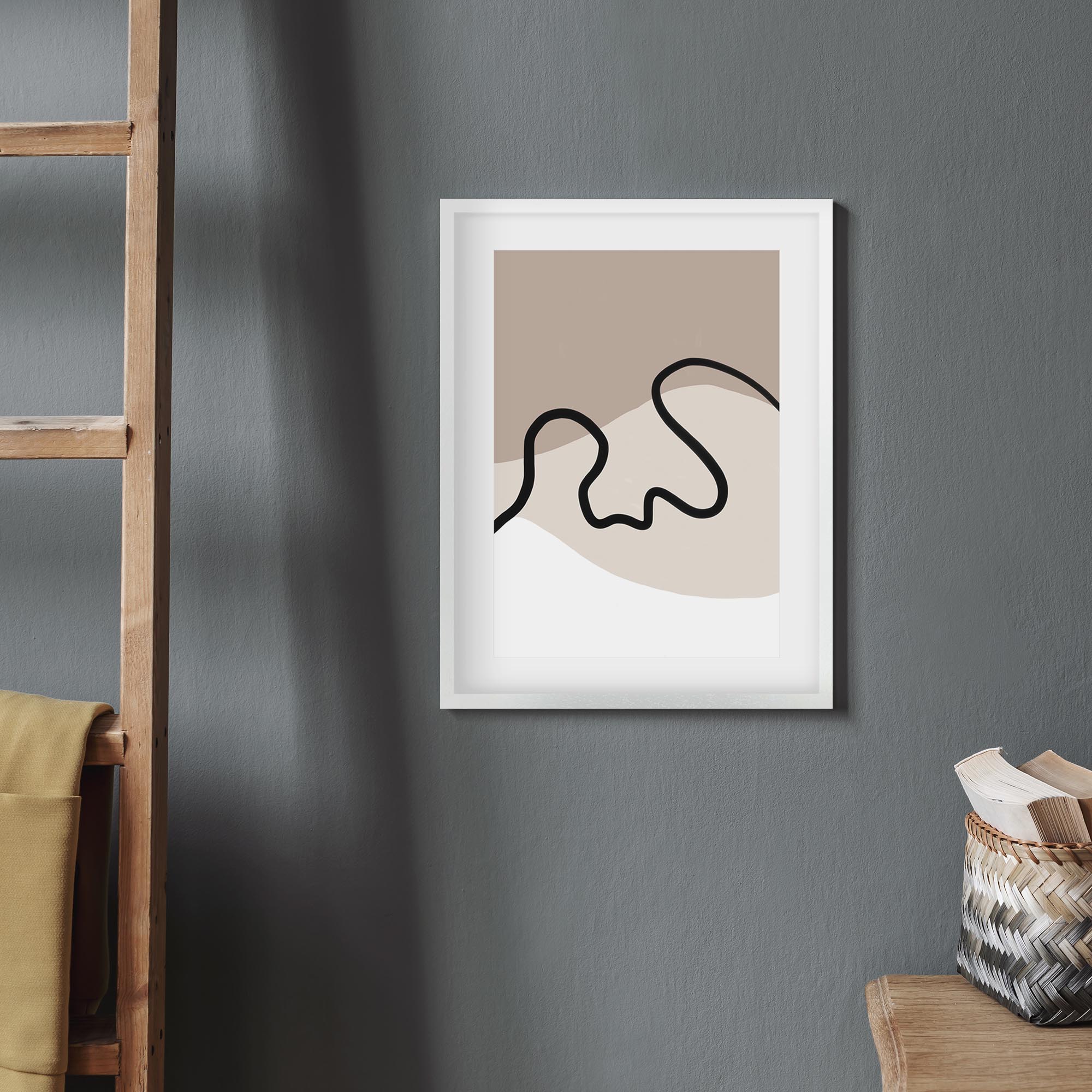 Neutral Brown Lines Framed Art