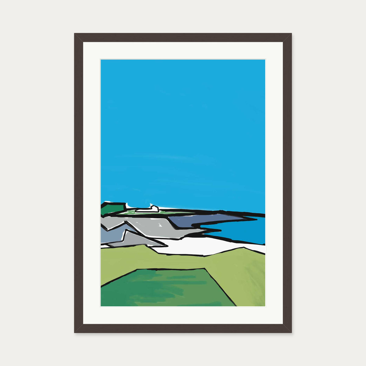 Nature Illustration Art Print — 50 x 70 cm — Brown Frame