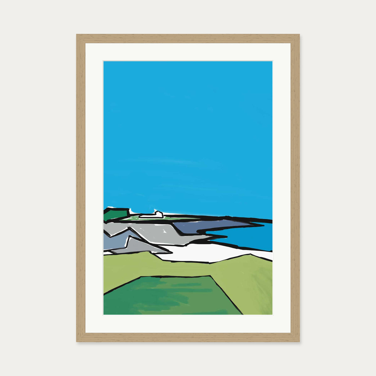 Nature Illustration Art Print — 50 x 70 cm — Oak Frame