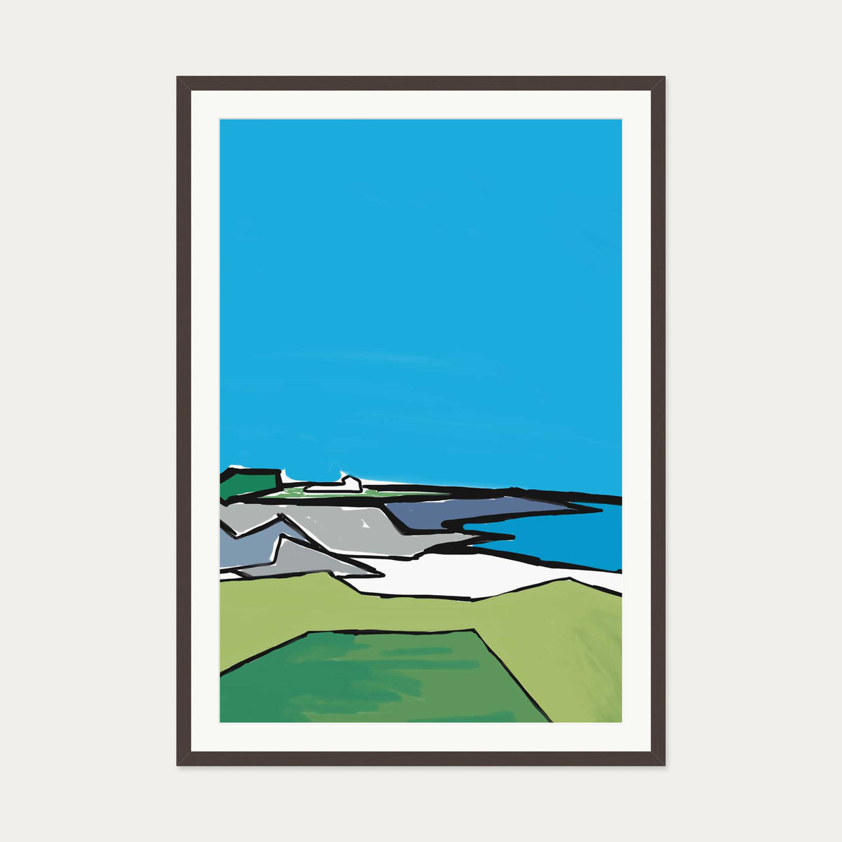 Nature Illustration Art Print — 70 x 100 cm — Brown Frame