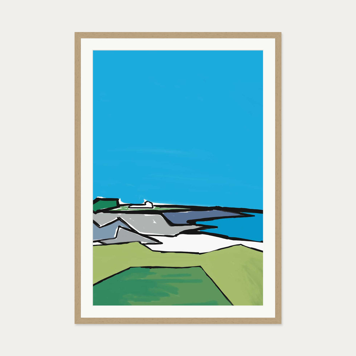 Nature Illustration Art Print — 70 x 100 cm — Oak Frame