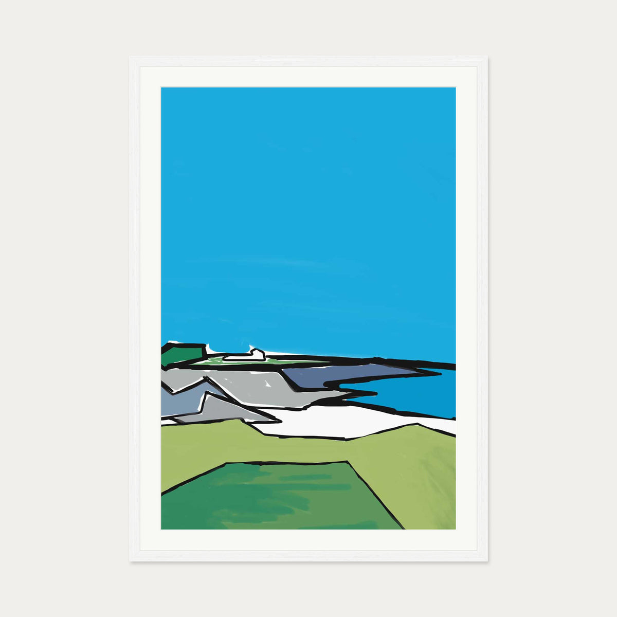 Nature Illustration Art Print — 70 x 100 cm — White Frame