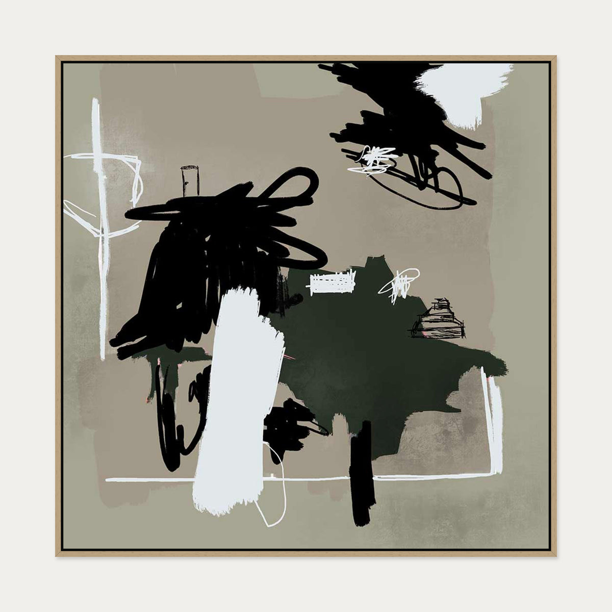 Nature Study Canvas Art — 100 x 100 cm — Oak Frame