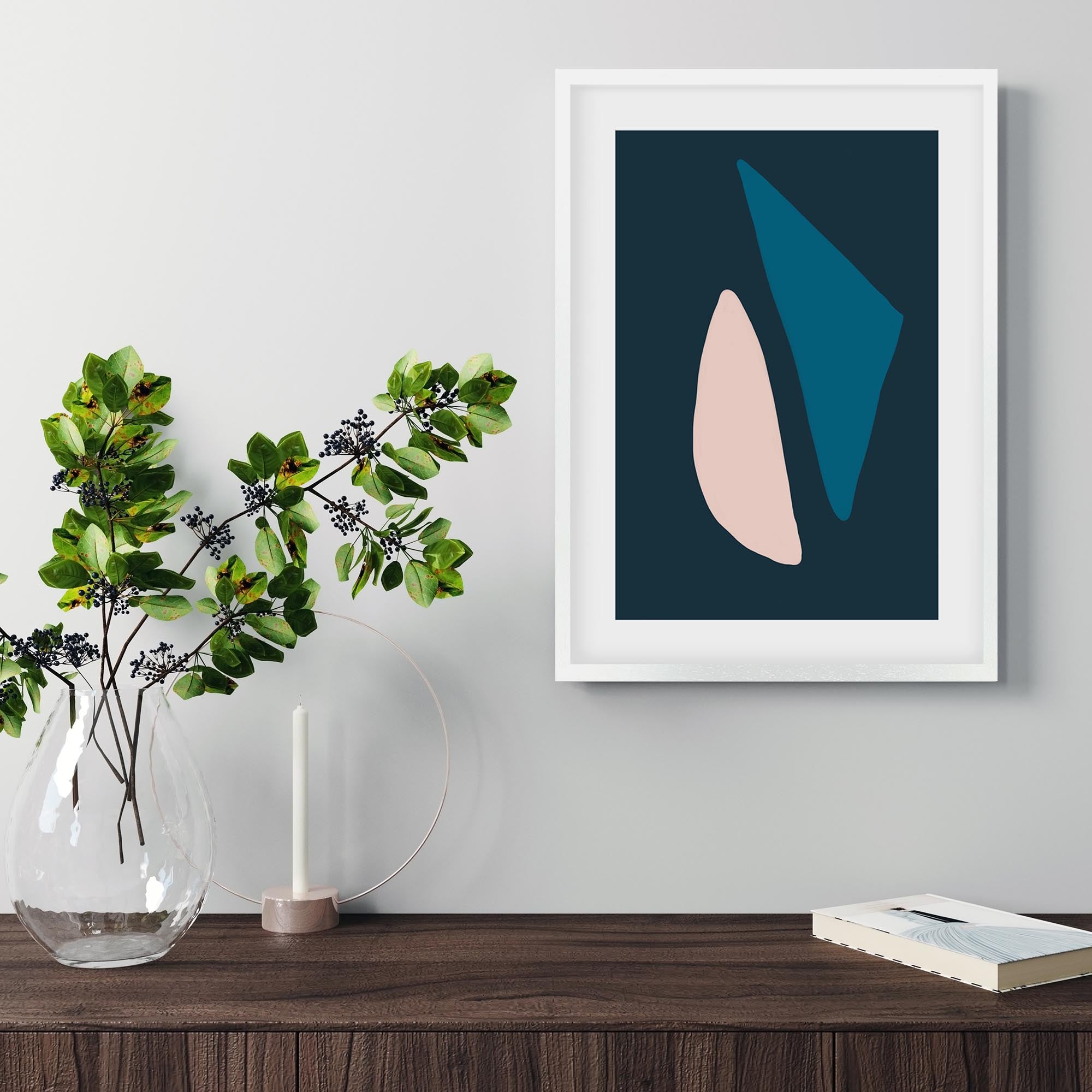 Navy & Pink Shapes Framed Art