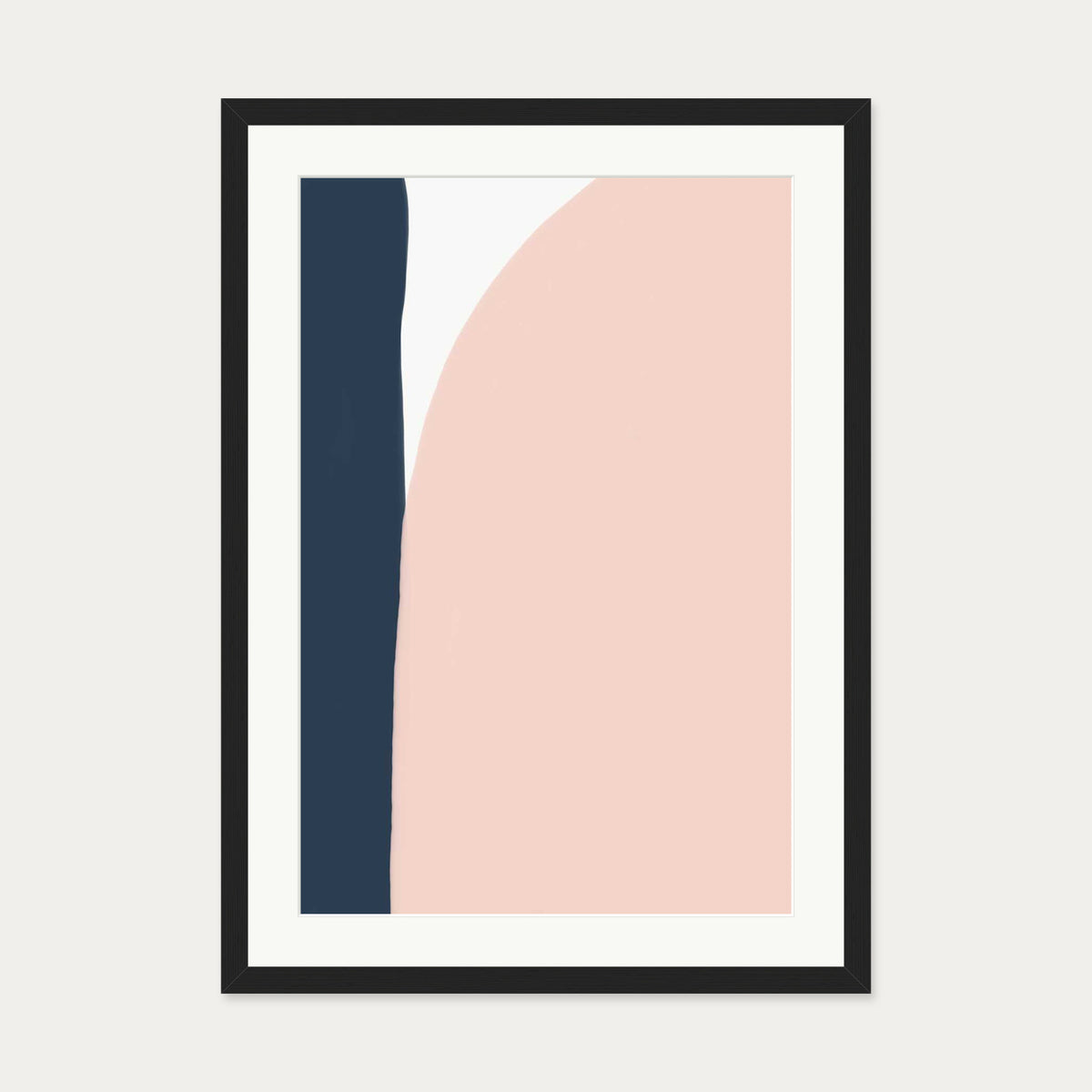 Navy And Pink Art Print — 50 x 70 cm — Black Frame