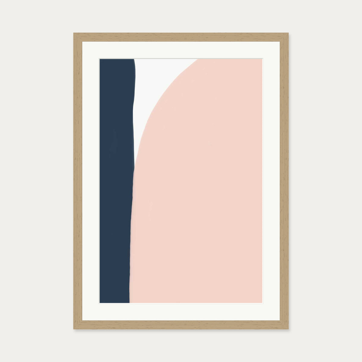 Navy And Pink Art Print — 50 x 70 cm — Oak Frame