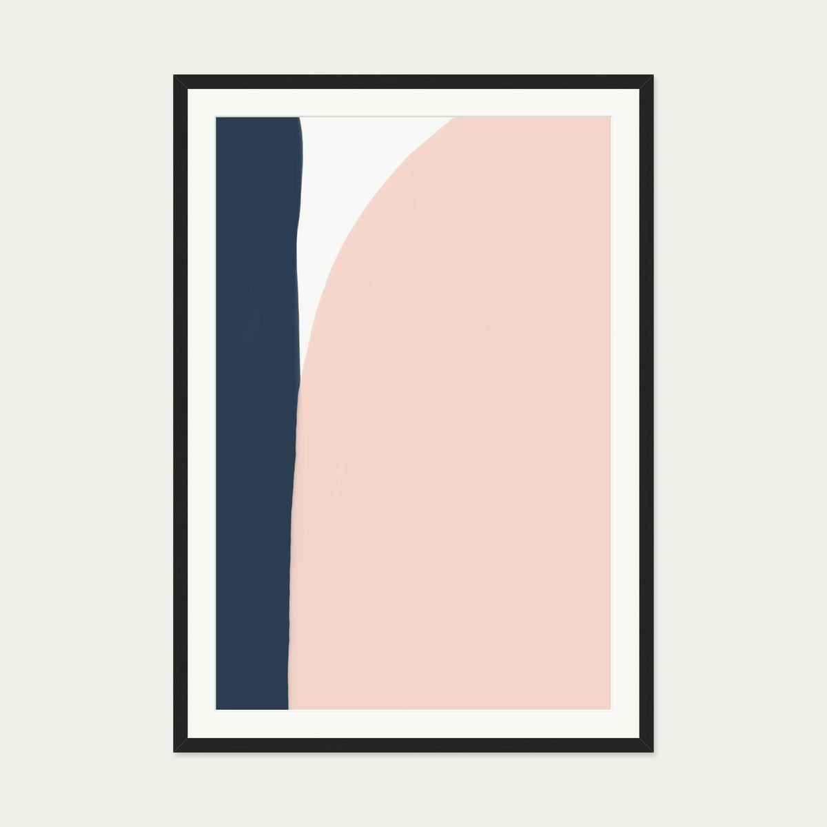 Navy And Pink Art Print — 70 x 100 cm — Black Frame