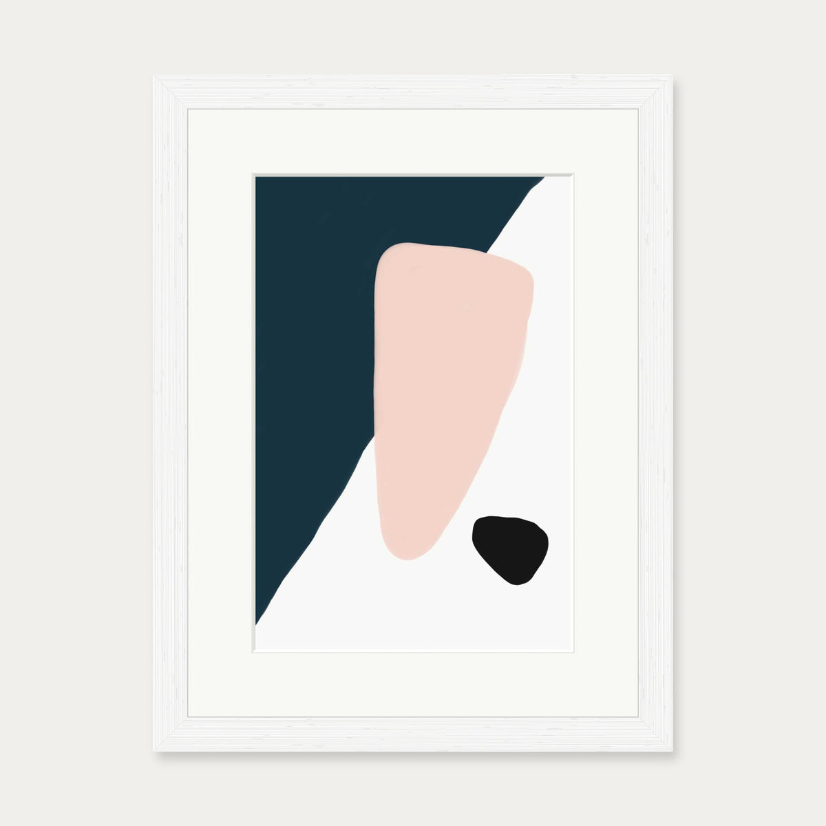 Navy And Pink Shapes Art Print — 30 x 40 cm — White Frame