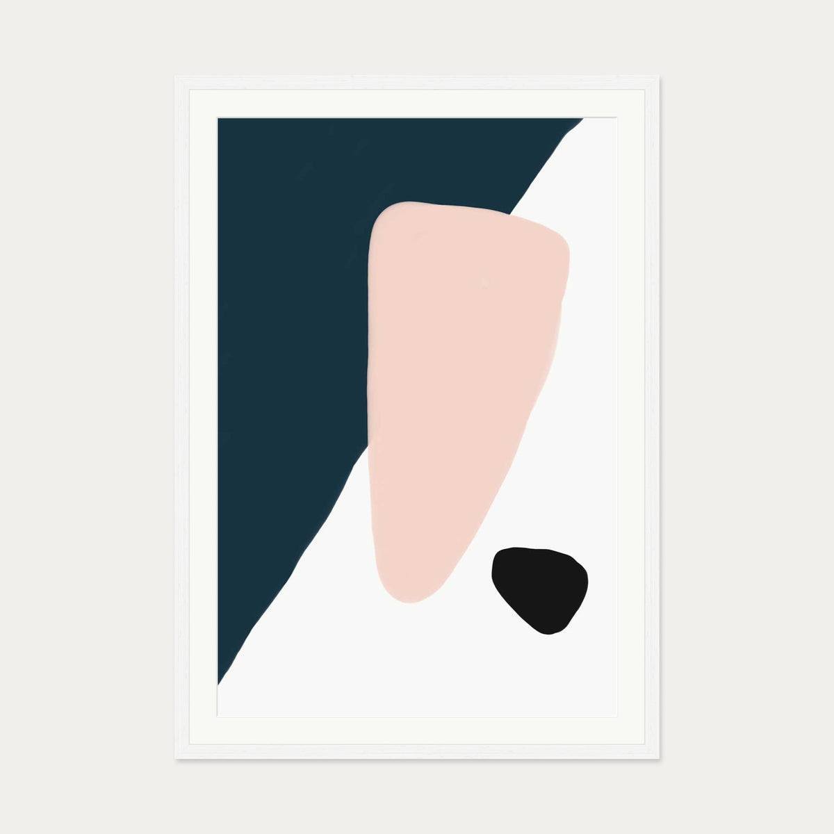 Navy And Pink Shapes Art Print — 70 x 100 cm — White Frame