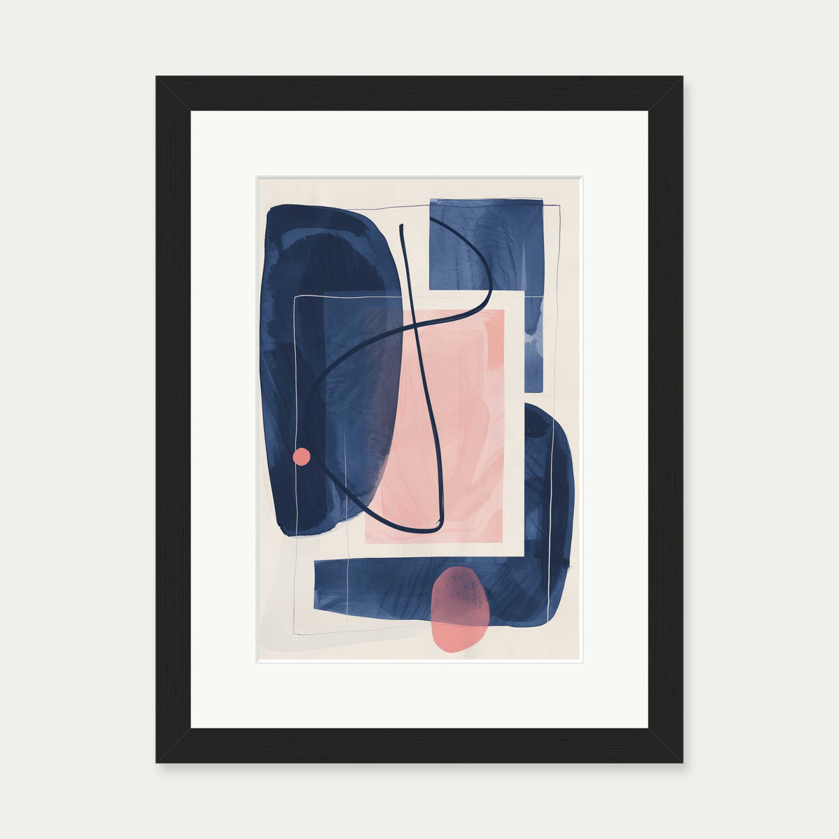 Navy And Pink Wall Art Print — 30 x 40 cm — Black Frame