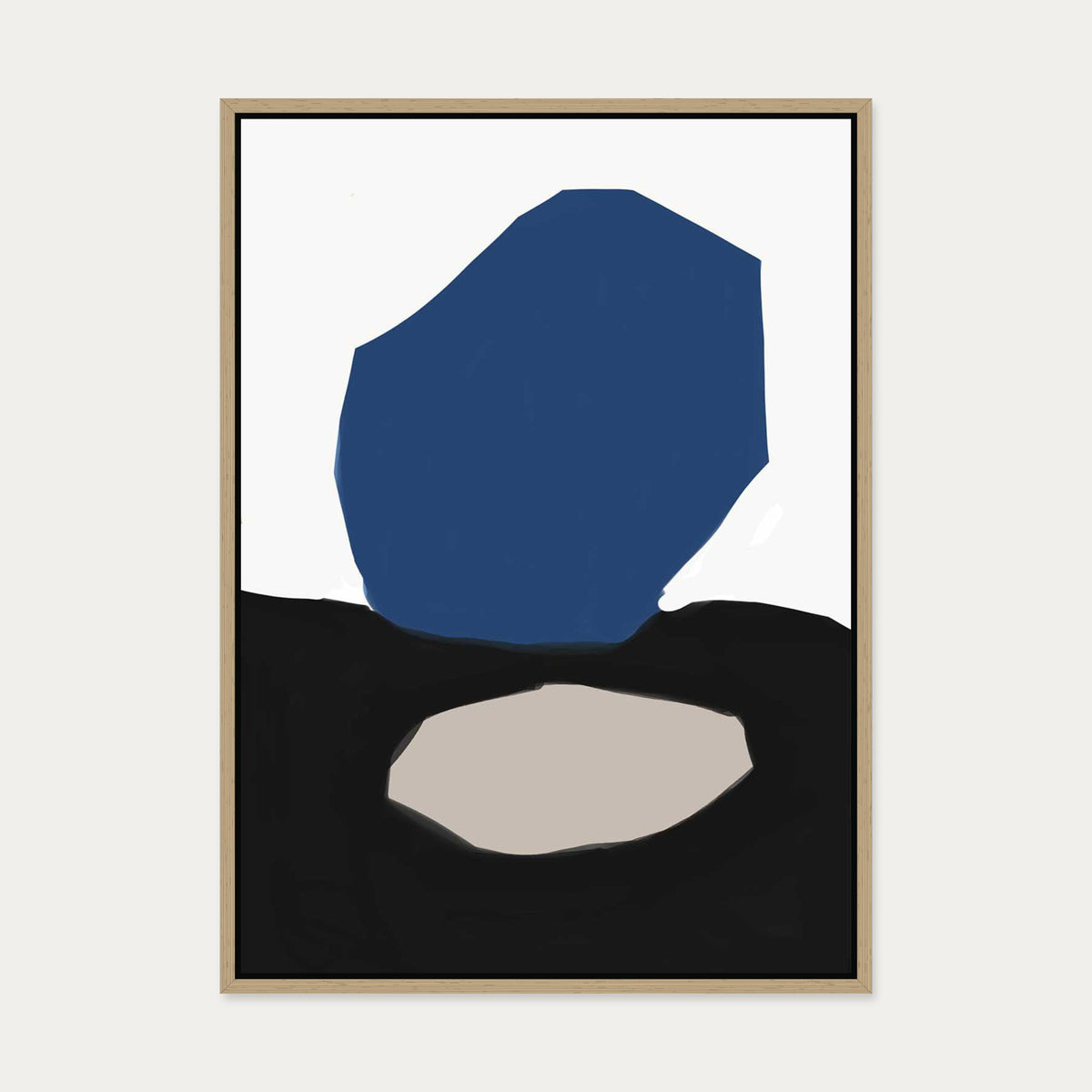 Navy & Black Design Canvas Art — 50 x 70 cm — Oak Frame