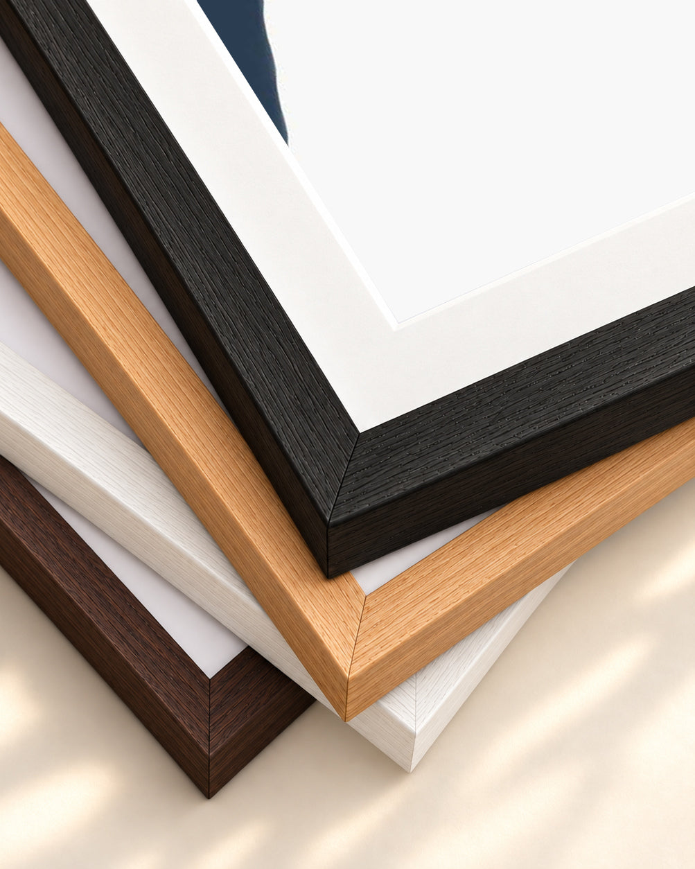 Navy Blues Line Art Print — framed print corner with 5 cm mount and bevel