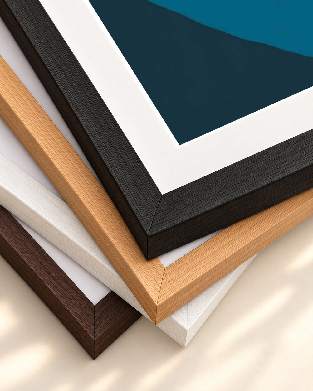 Navy Brush Strokes Art Print — framed print corner with 5 cm mount and bevel