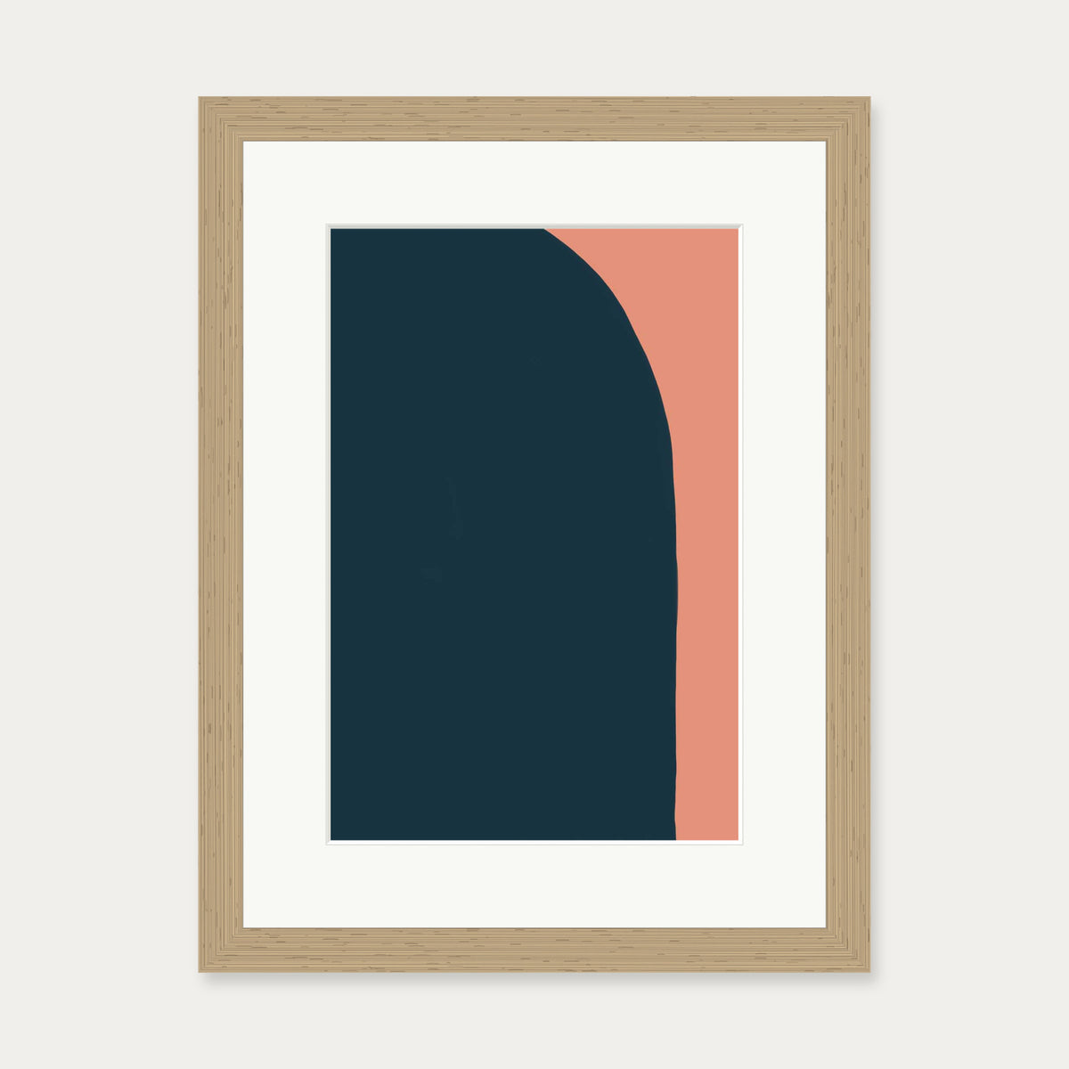 Navy On Terracotta Art Print — 30 x 40 cm — Oak Frame