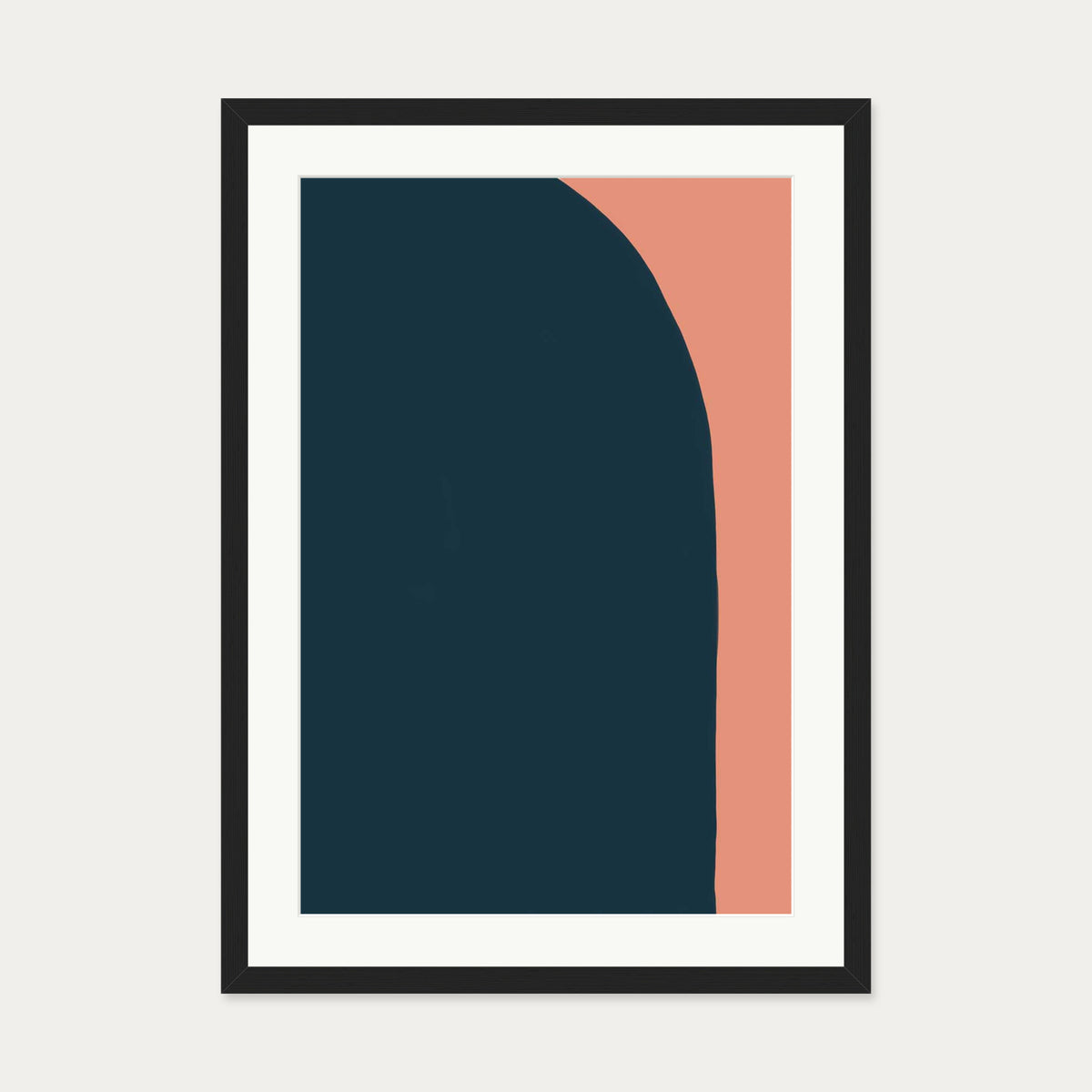 Navy On Terracotta Art Print — 50 x 70 cm — Black Frame