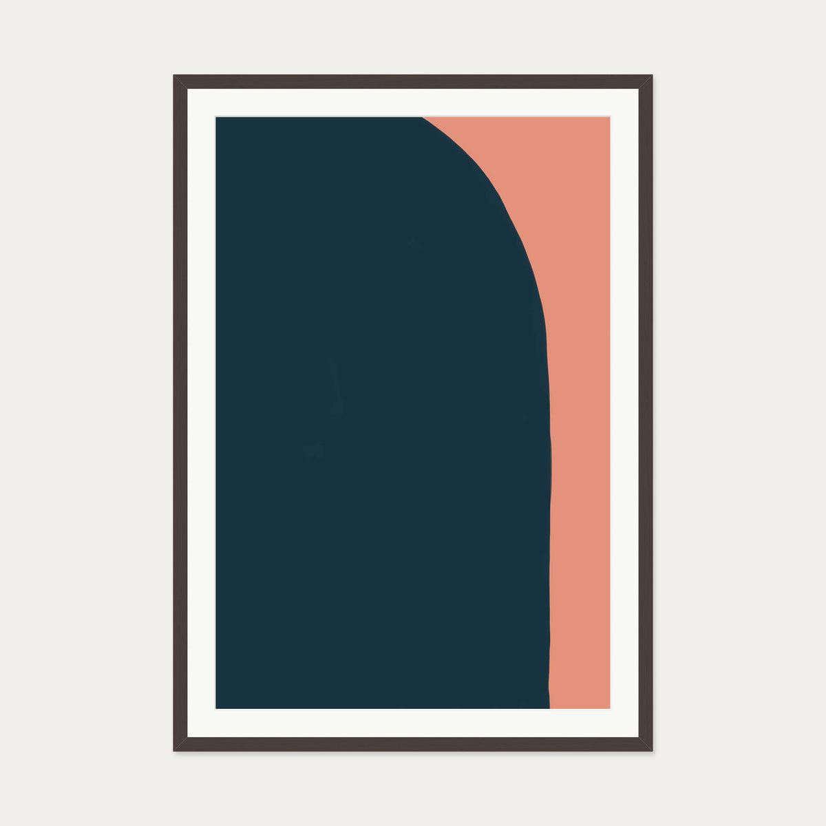 Navy On Terracotta Art Print — 70 x 100 cm — Brown Frame