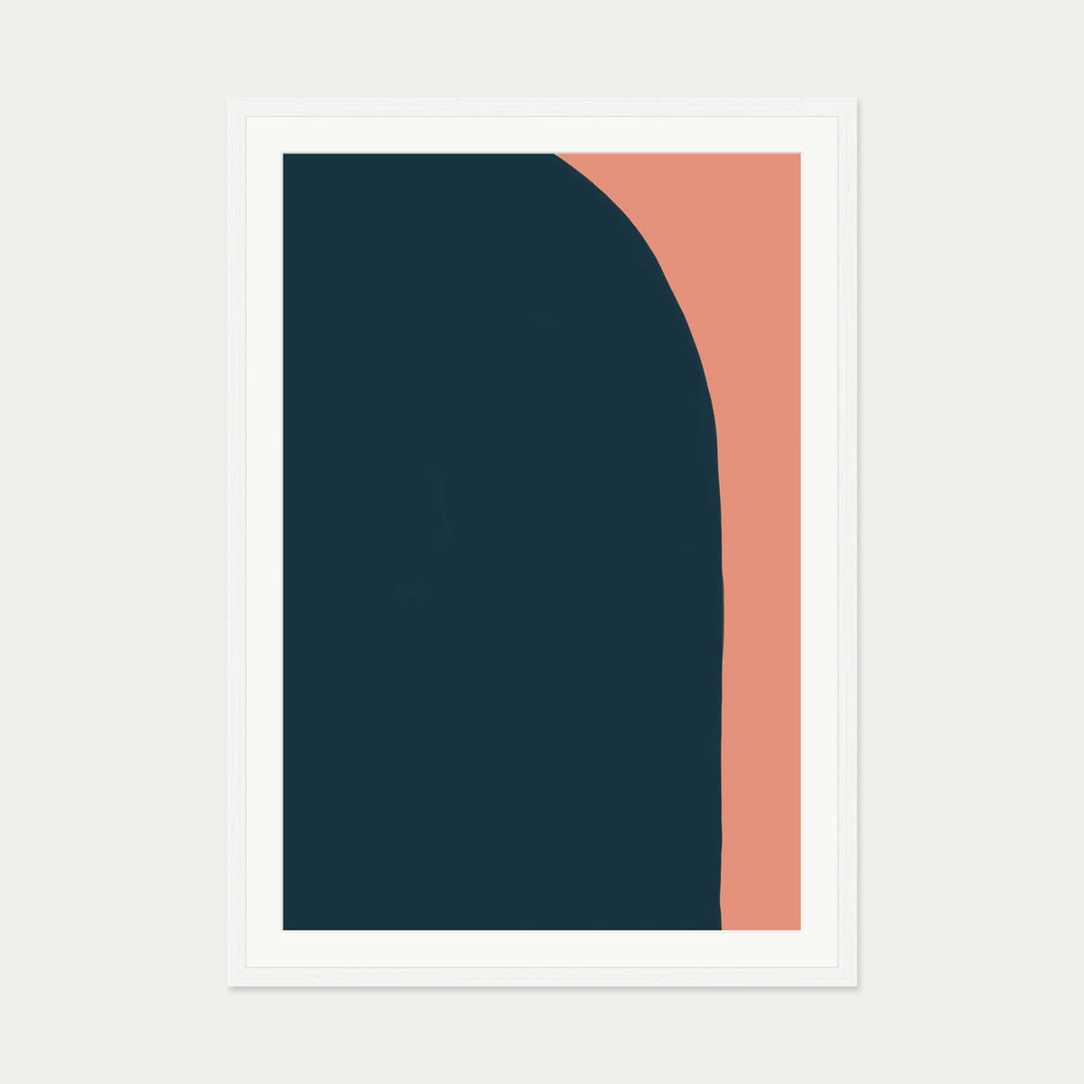 Navy On Terracotta Art Print — 70 x 100 cm — White Frame