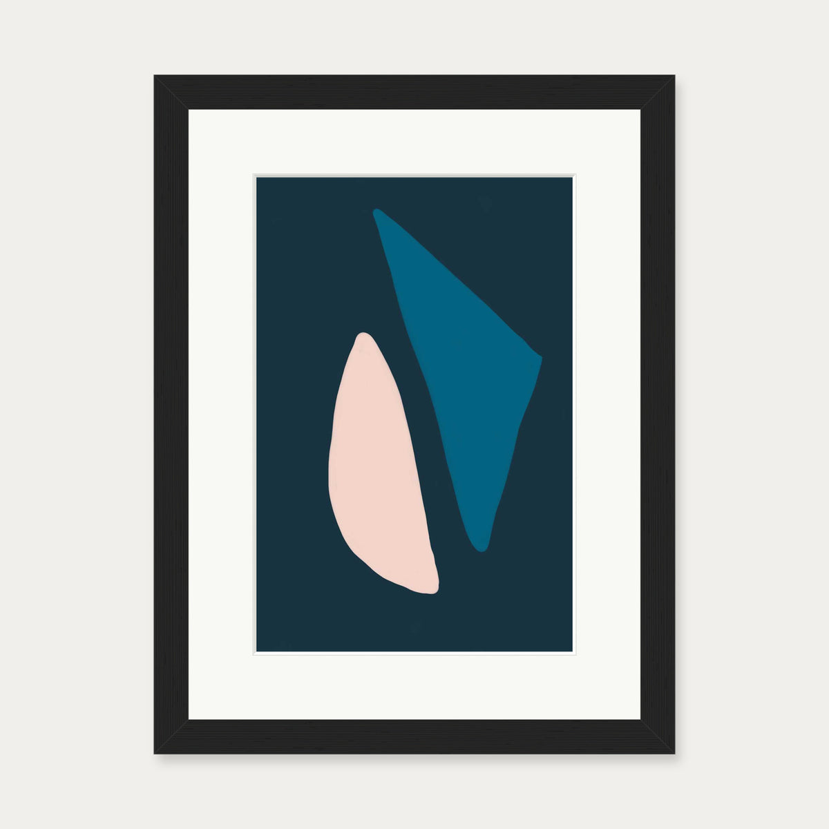 Navy & Pink Shapes Art Print — 30 x 40 cm — Black Frame