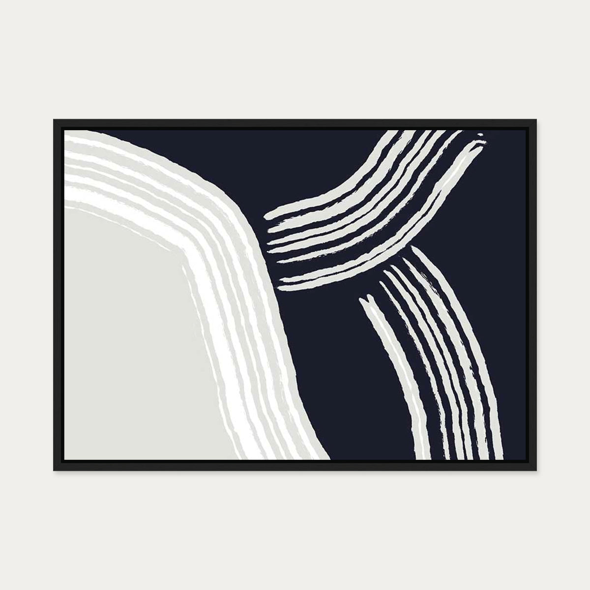 Navy Retro Curve Canvas Art — 50 x 70 cm — Black Frame