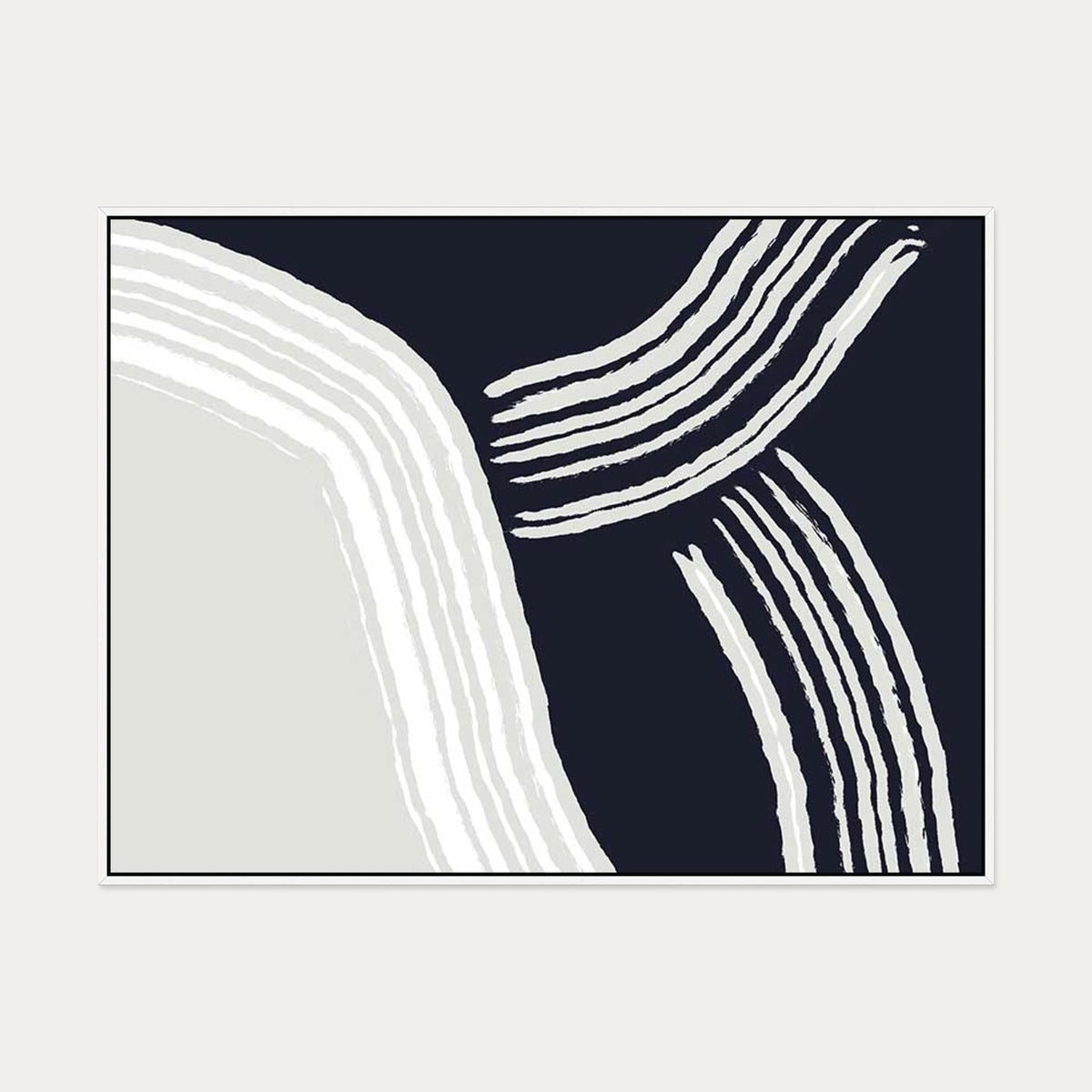 Navy Retro Curve Canvas Art — 90 x 120 cm — White Frame