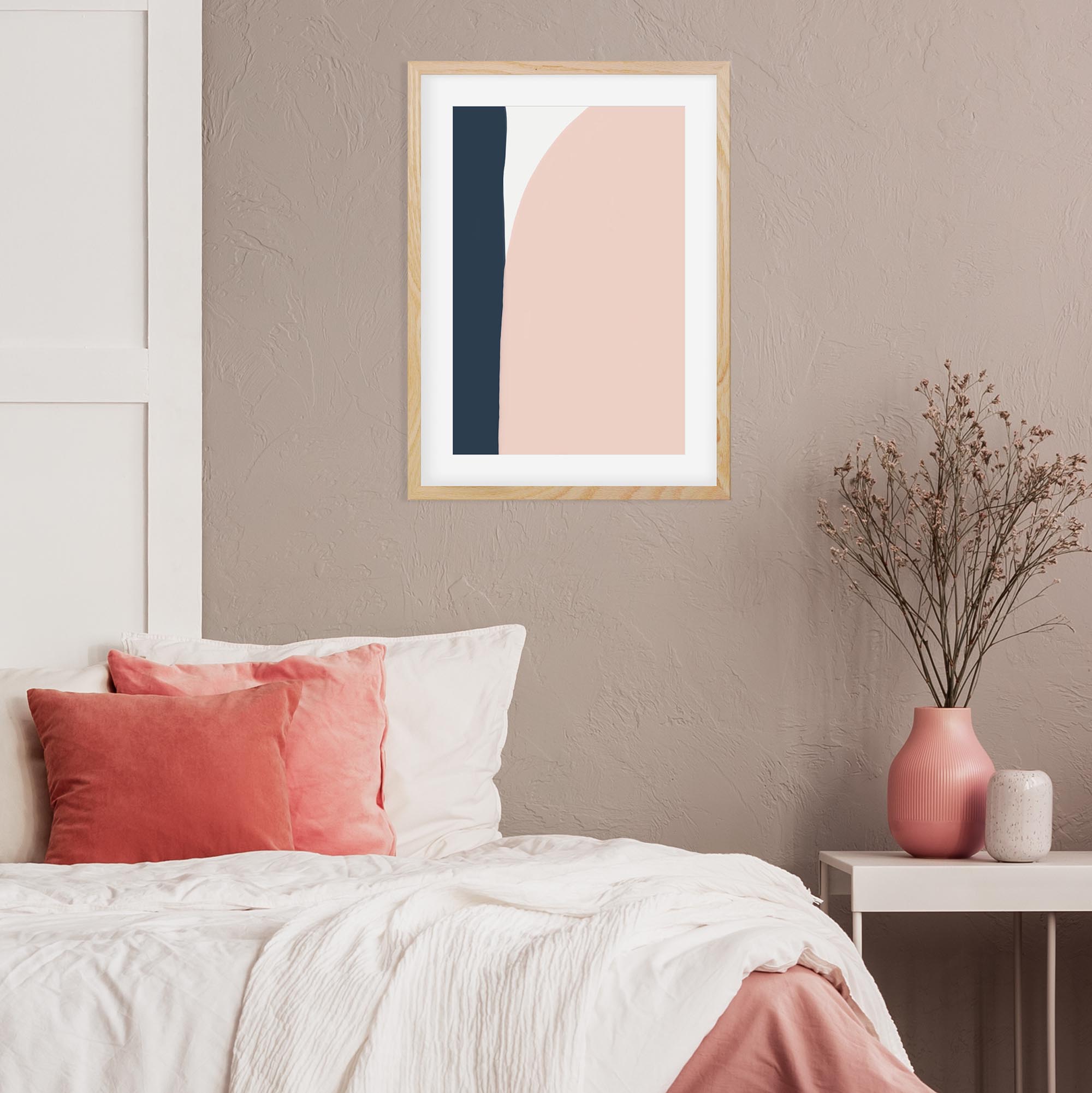 Navy And Pink Framed Art