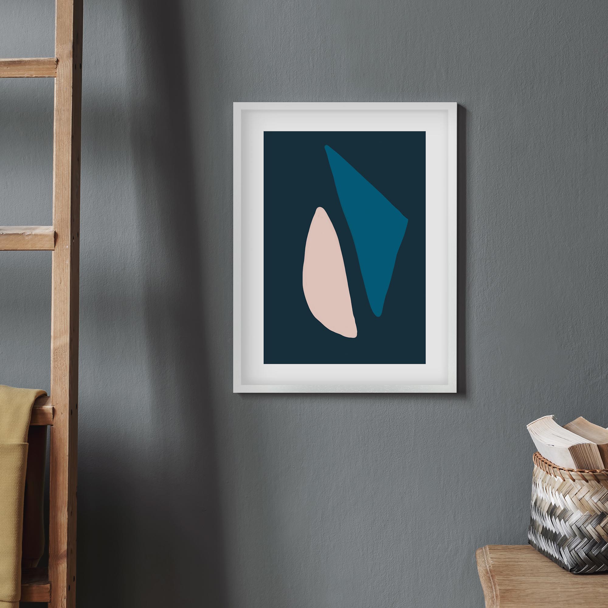 Navy & Pink Shapes Framed Art
