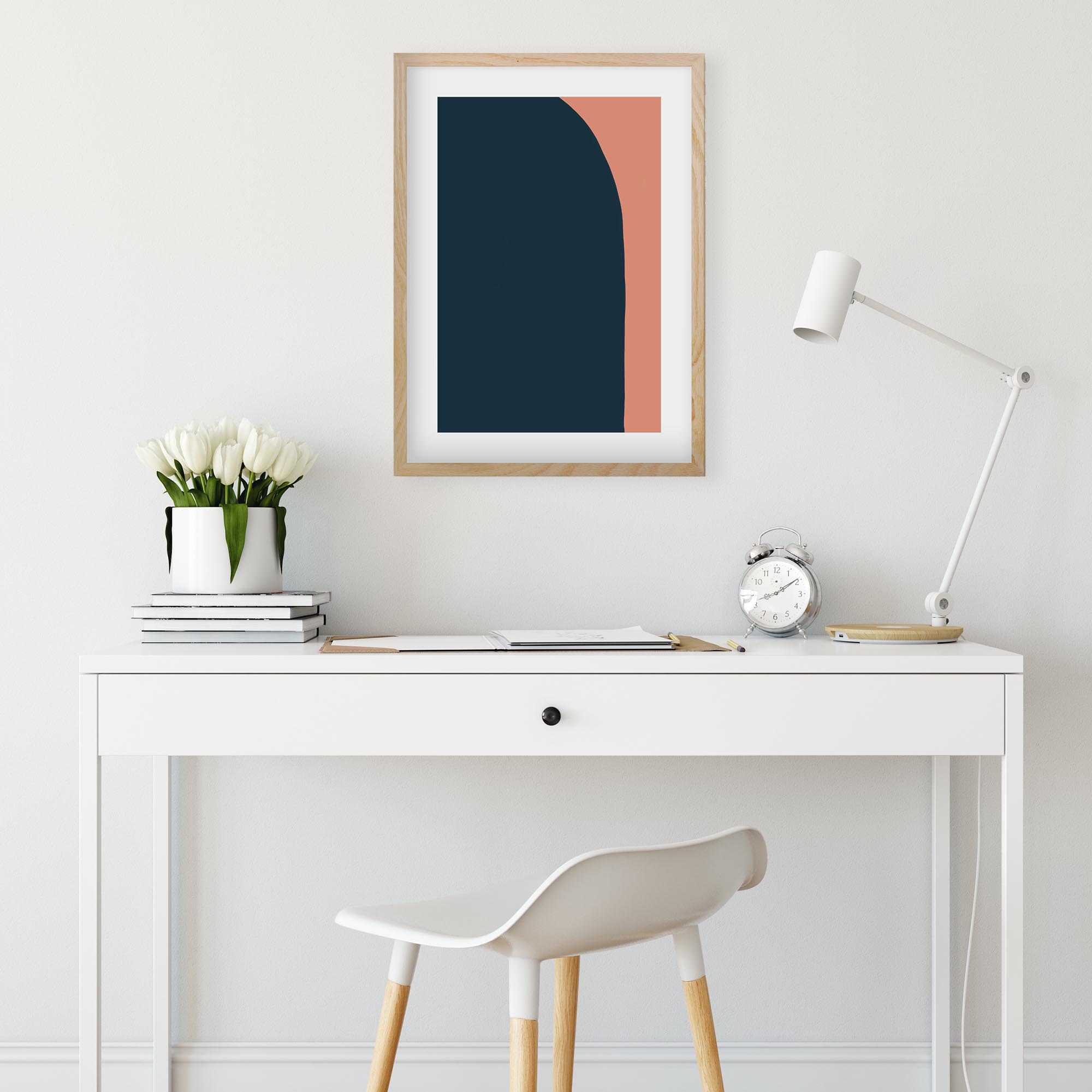 Navy On Terracotta Framed Art
