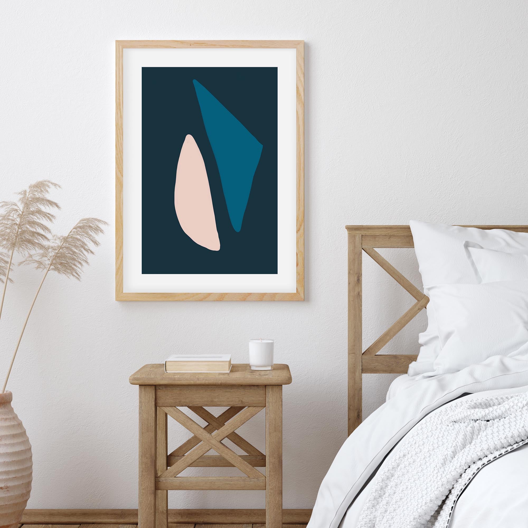 Navy & Pink Shapes Framed Art