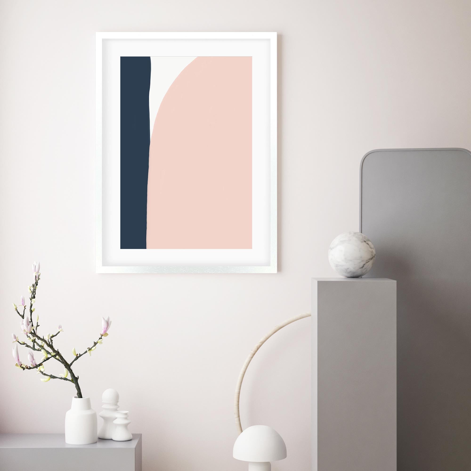 Navy And Pink Framed Art