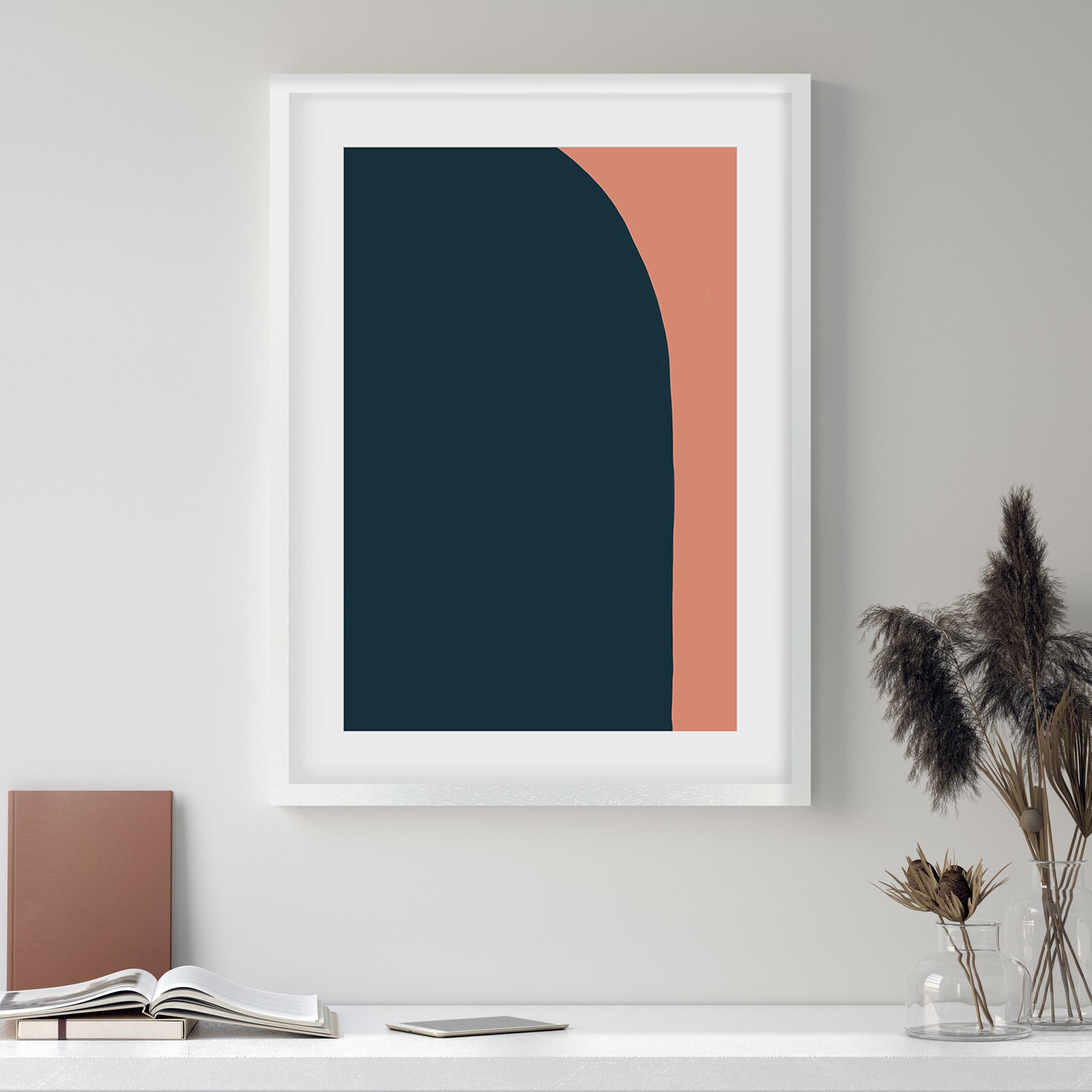 Navy On Terracotta Framed Art