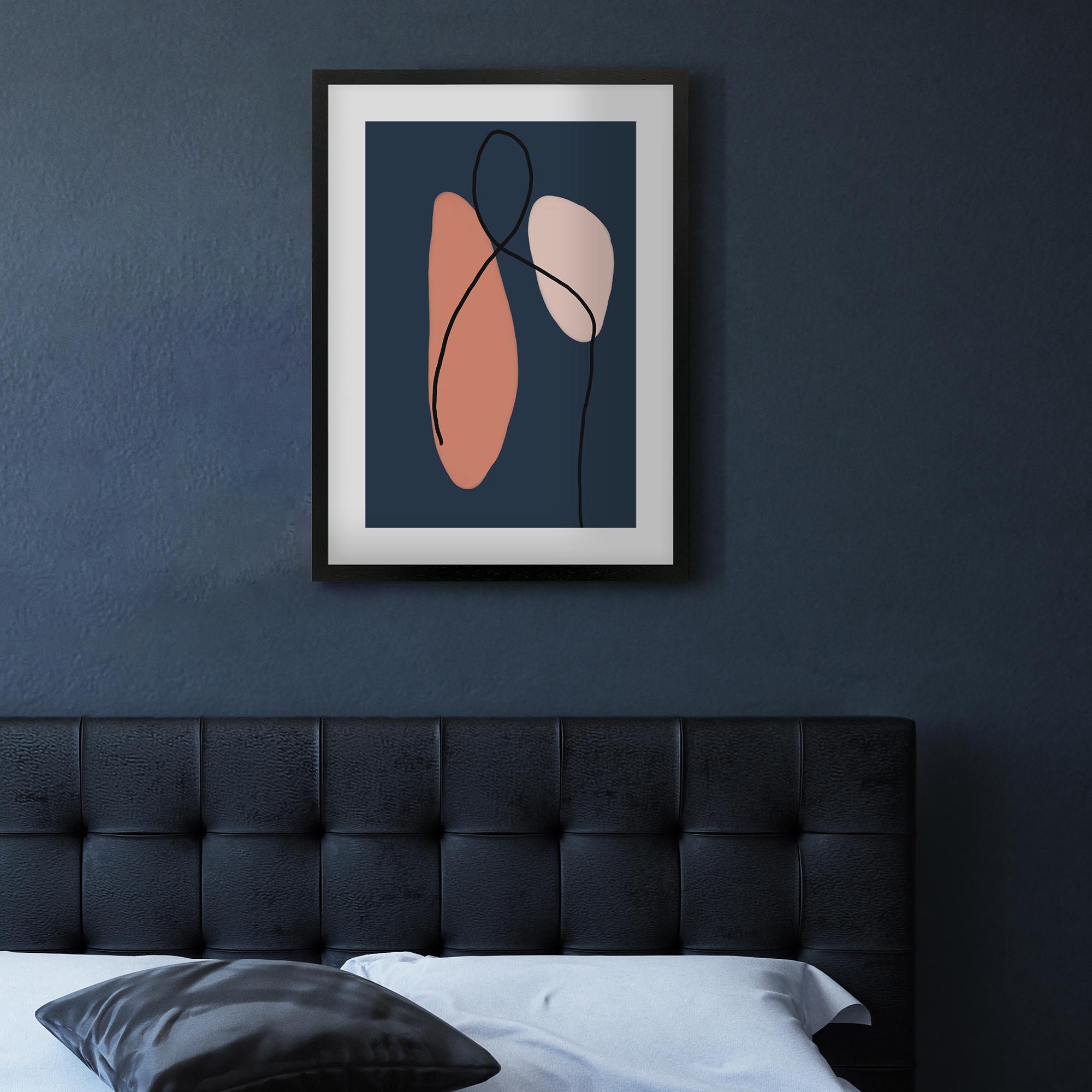 Modern Navy & Blush Framed Art