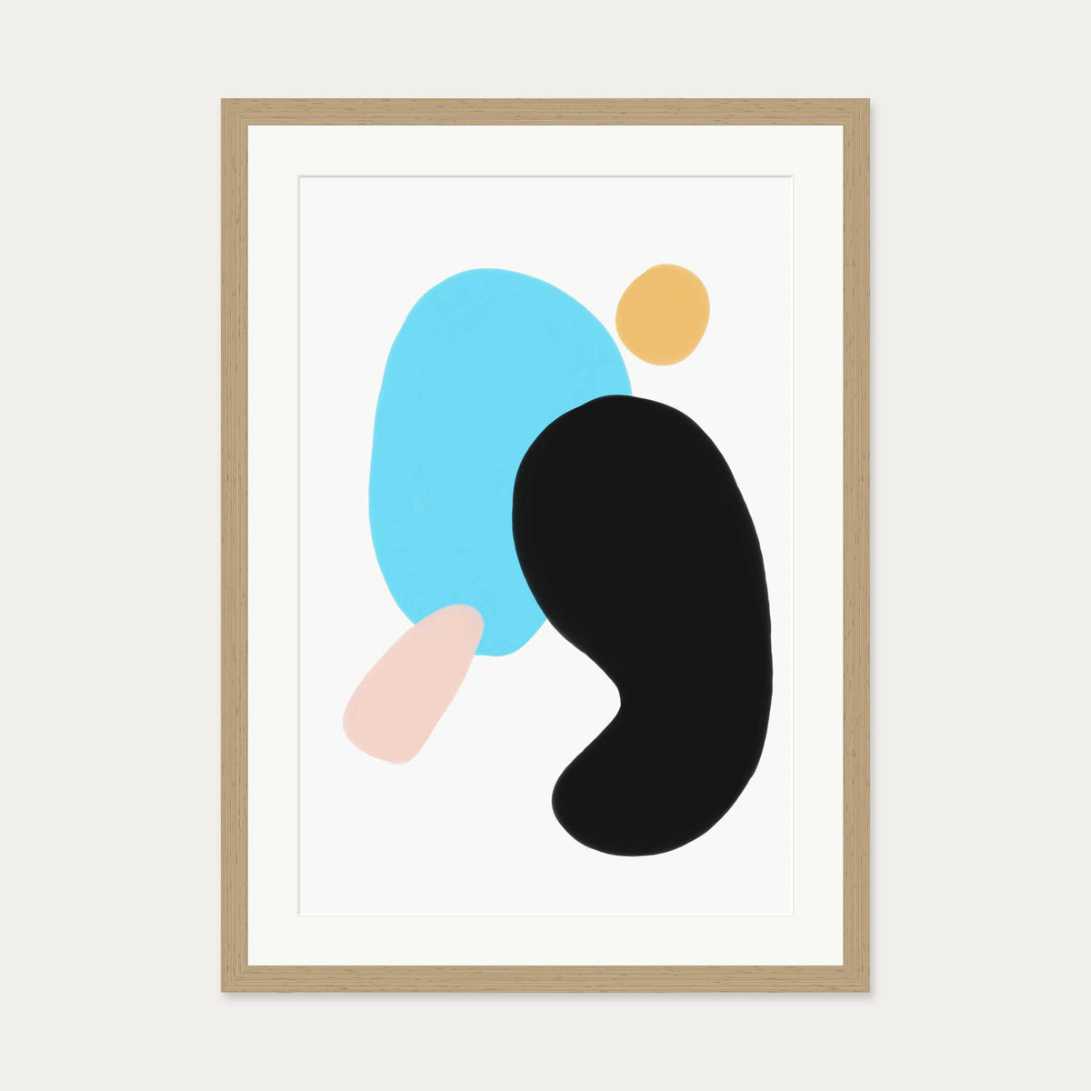 Neon Blue Art Print — 50 x 70 cm — Oak Frame