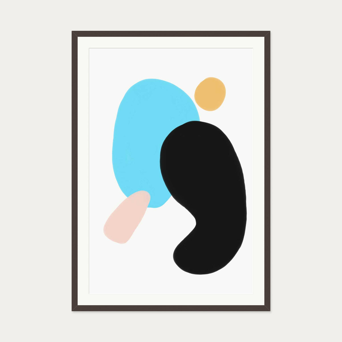 Neon Blue Art Print — 70 x 100 cm — Brown Frame