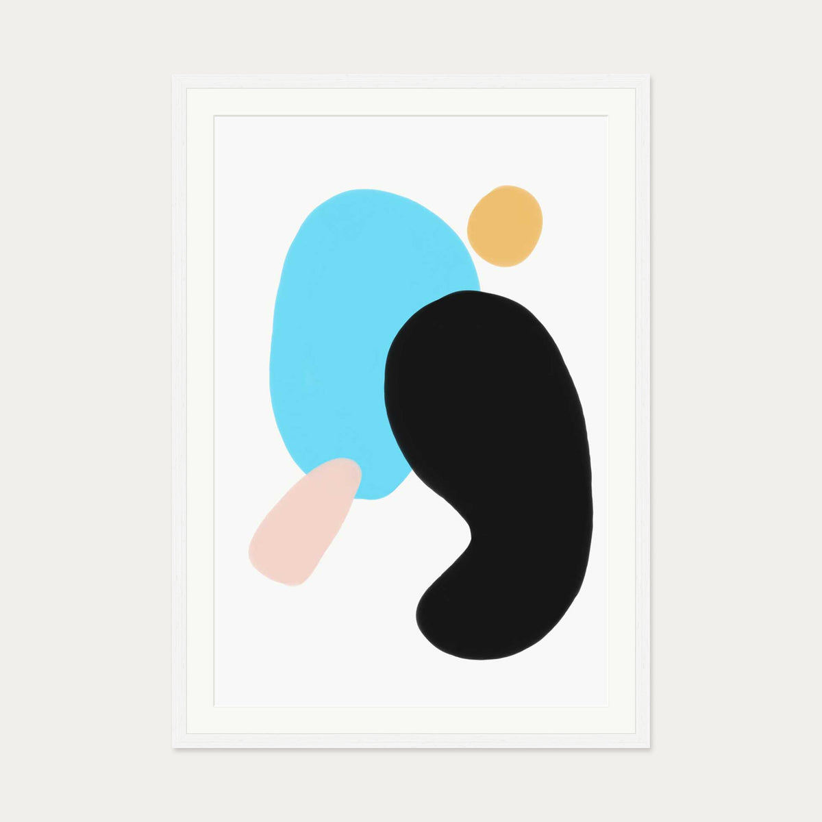 Neon Blue Art Print — 70 x 100 cm — White Frame