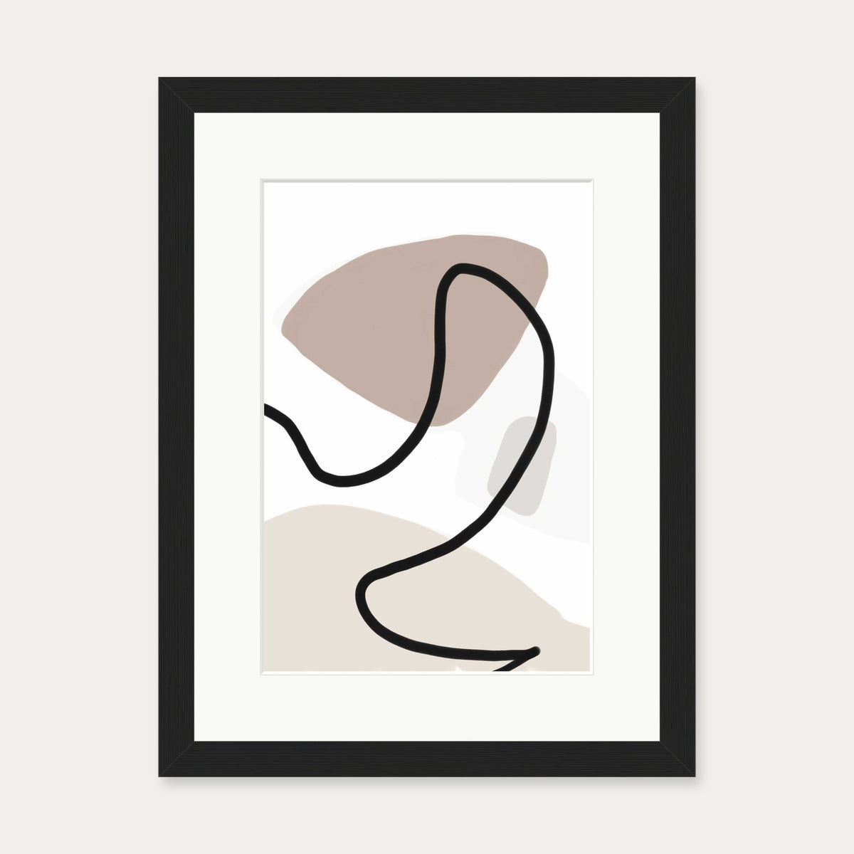 Neutral Abstract Lines Art Print — 30 x 40 cm — Black Frame