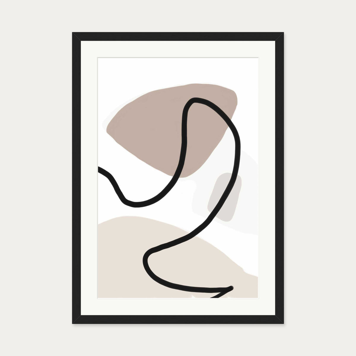 Neutral Abstract Lines Art Print — 50 x 70 cm — Black Frame