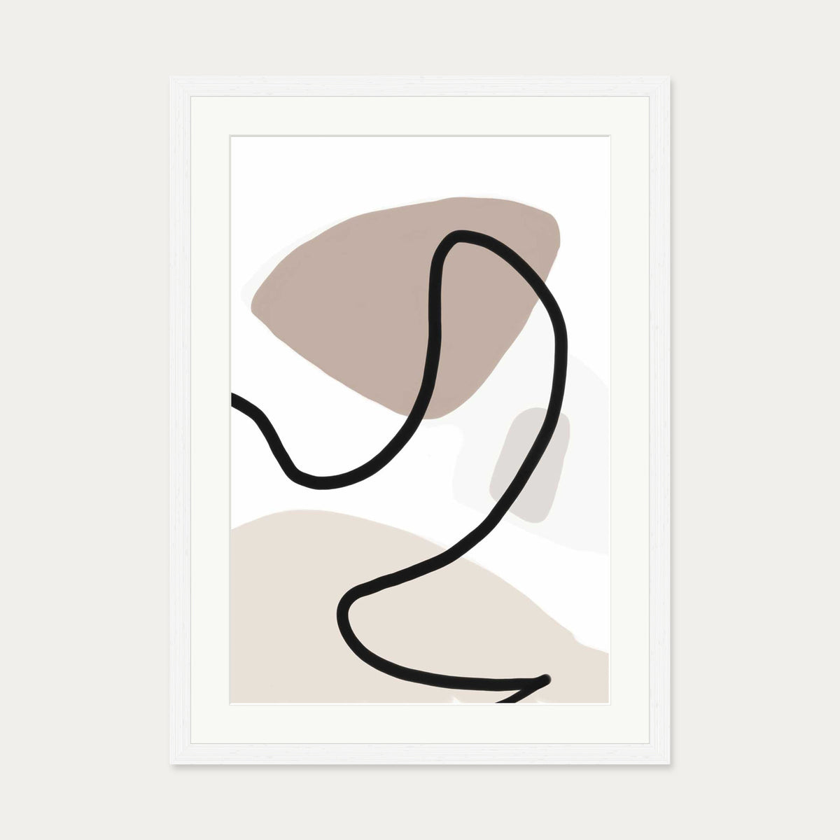 Neutral Abstract Lines Art Print — 50 x 70 cm — White Frame