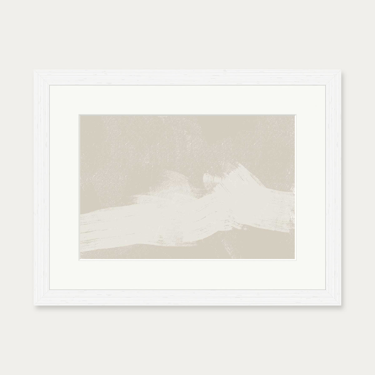Neutral Abstract Sands Art Print — 30 x 40 cm — White Frame