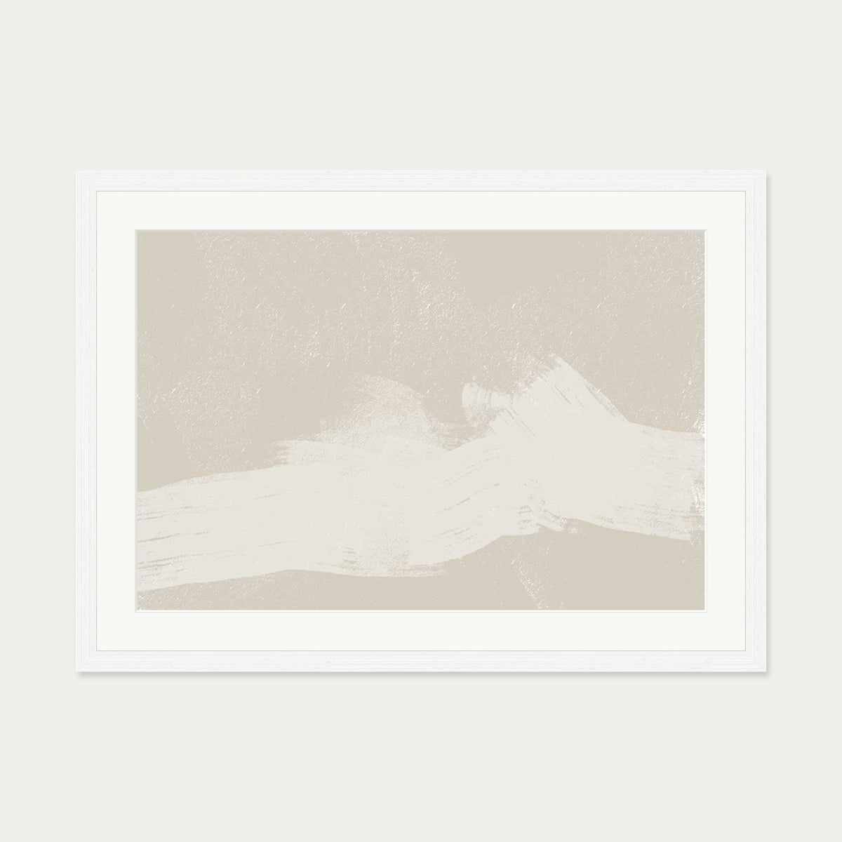 Neutral Abstract Sands Art Print — 50 x 70 cm — White Frame