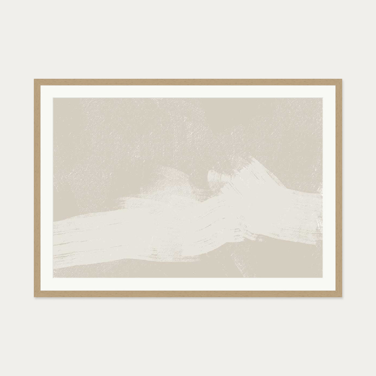 Neutral Abstract Sands Art Print — 70 x 100 cm — Oak Frame