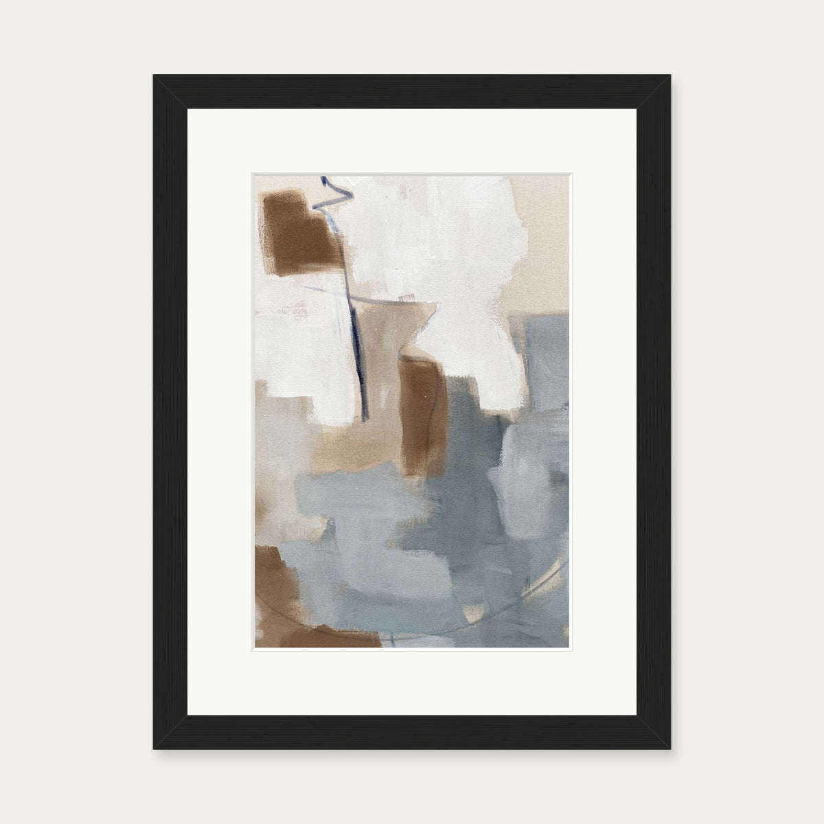 Neutral Abstract Shapes Art Print — 30 x 40 cm — Black Frame