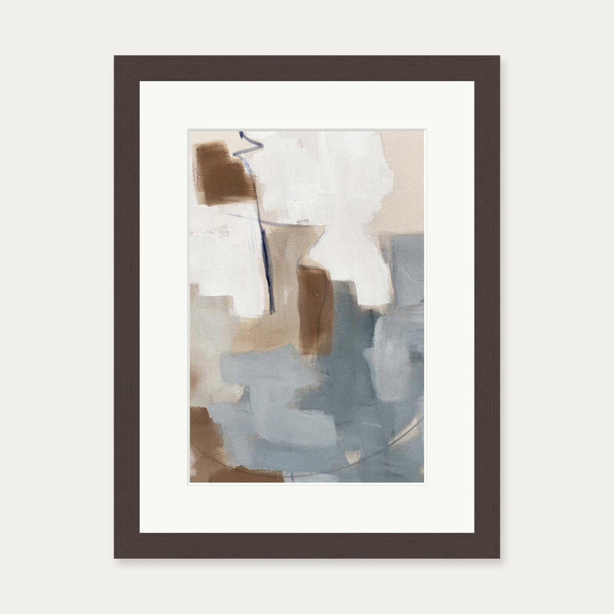 Neutral Abstract Shapes Art Print — 30 x 40 cm — Brown Frame