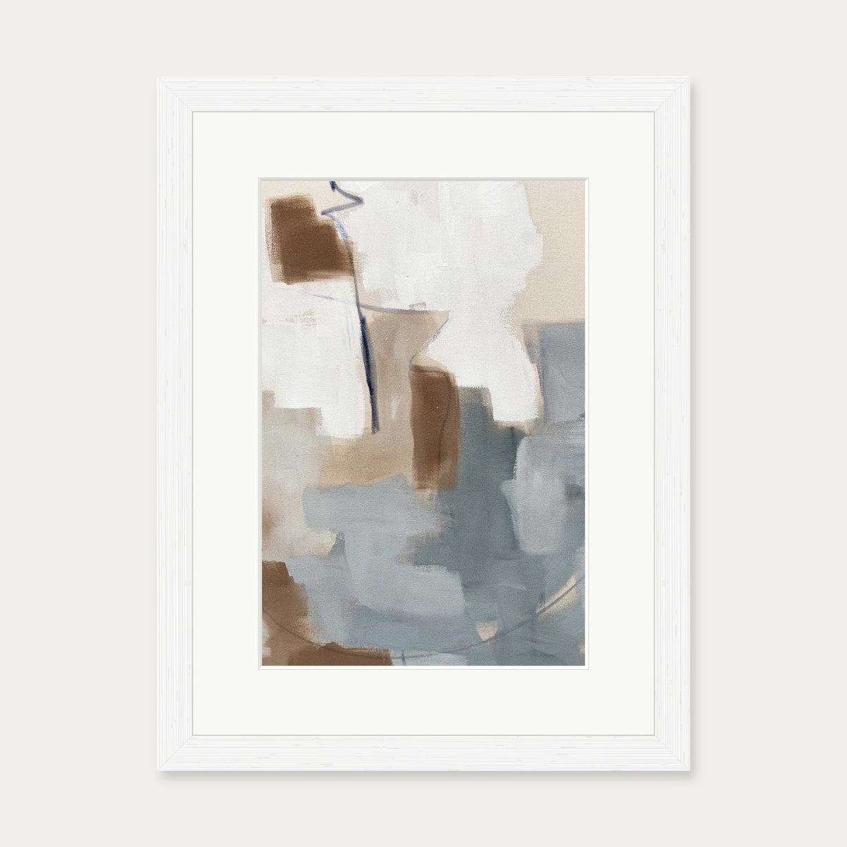 Neutral Abstract Shapes Art Print — 30 x 40 cm — White Frame