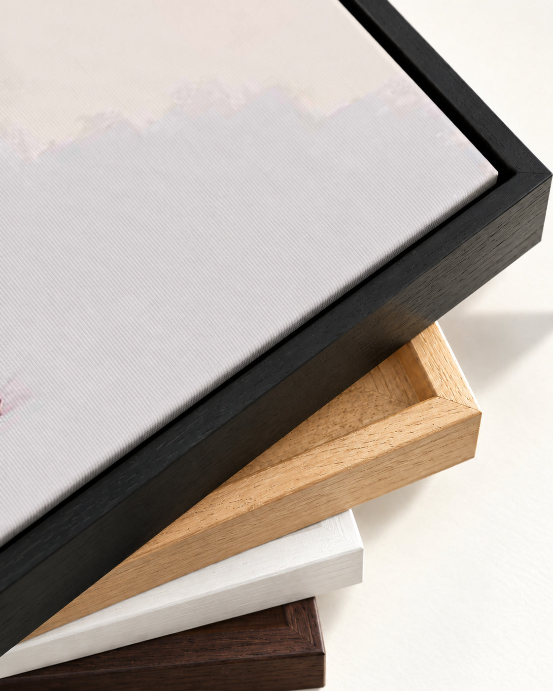 Neutral Blush Layers Canvas Art — framed canvas corner and wrapped canvas detail